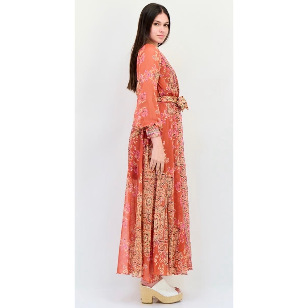 Spy Zone Exchange Bohemian Gypsy Faux Wrap Ethnic Print Maxi Dress Size XL - Picture 3 of 8